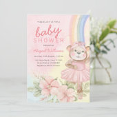 Waterverf regenboogballet beer baby shower kaart (Staand voorkant)