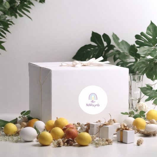 Waterverf regenboogblauw lila geel Birthday Ronde Sticker