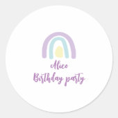 Waterverf regenboogblauw lila geel Birthday Ronde Sticker (Voorkant)