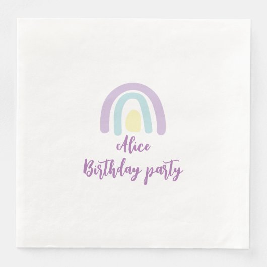 Waterverf regenboogblauw lila geel Birthday Servet (Voorkant)