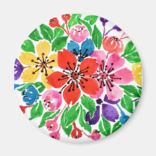 Waterverf regenboogbloemen magneet