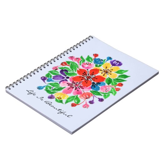 Waterverf regenboogbloemen notitieboek (Linkerzijde)