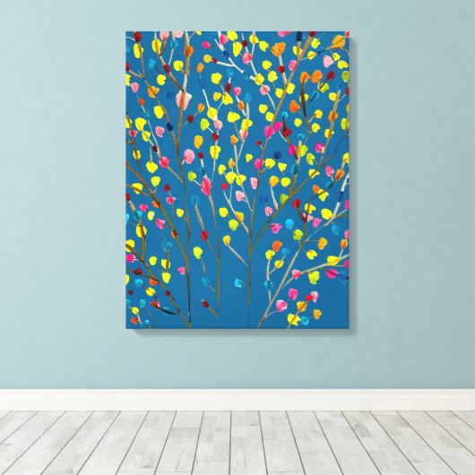 Waterverf regenboogbomen canvas afdruk (Insitu (Houten vloer))