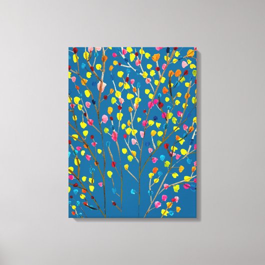 Waterverf regenboogbomen canvas afdruk (Voorkant)