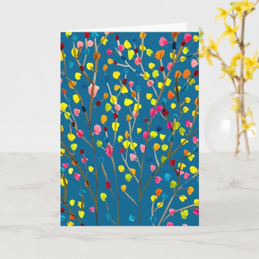 Waterverf regenboogbomen kaart (Gele Bloem)