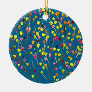 Waterverf regenboogbomen keramisch ornament