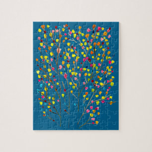 Waterverf regenboogbomen legpuzzel