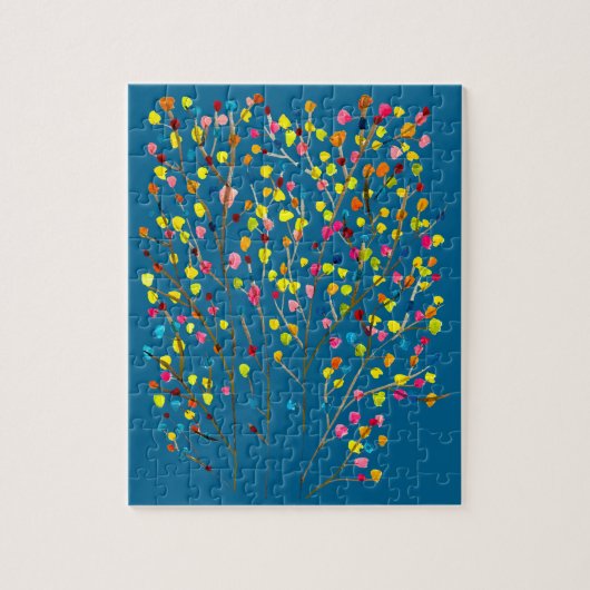 Waterverf regenboogbomen legpuzzel (Verticaal)