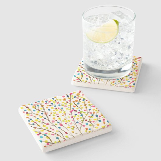 Waterverf regenboogbomen stenen onderzetter (Zijkant)