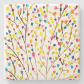 Waterverf regenboogbomen stenen onderzetter (Voorkant)