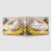 Waterverf regenboogboog boven wilde bloemweide gastenboek (Volledig)