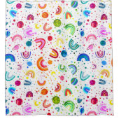 Waterverf Regenboogboogmeisjes kleurig Douchegordijn (Voorkant)