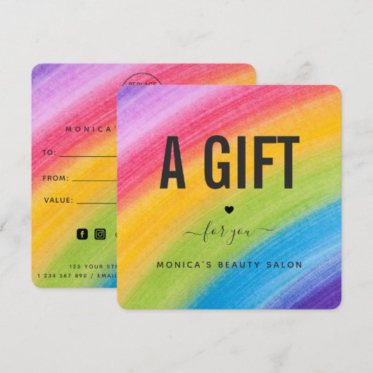 Waterverf regenboogborstels Beauty Salon Trendy (Voorkant / Achterkant)