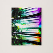 Waterverf Regenboogbos met Silhouetbomen Legpuzzel (Verticaal)