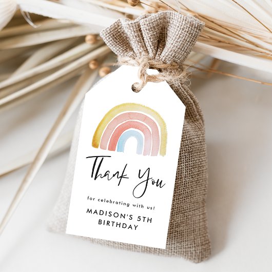 Waterverf regenboogdag cadeaulabel