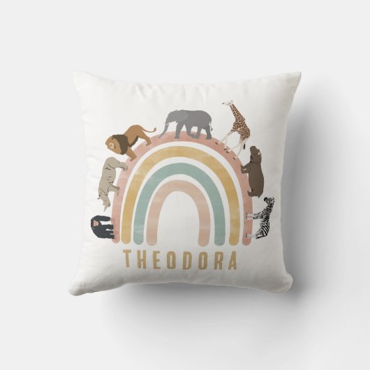 Waterverf regenboogdieren en Oerwouden voor de reg Kussen (Achterkant)