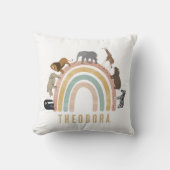 Waterverf regenboogdieren en Oerwouden voor de reg Kussen (Voorkant)