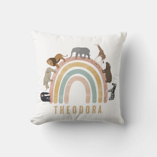 Waterverf regenboogdieren en Oerwouden voor de reg Kussen (Voorkant)