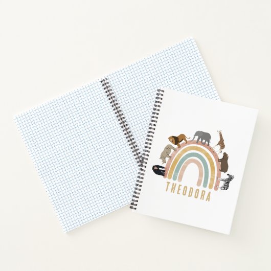 Waterverf regenboogdieren en Oerwouden voor de reg Notitieboek (Binnen)