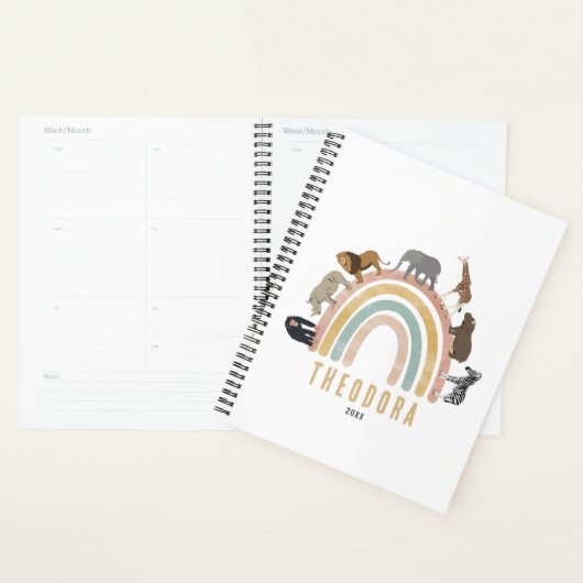 Waterverf regenboogdieren en Oerwouden voor de reg Planner (Display)