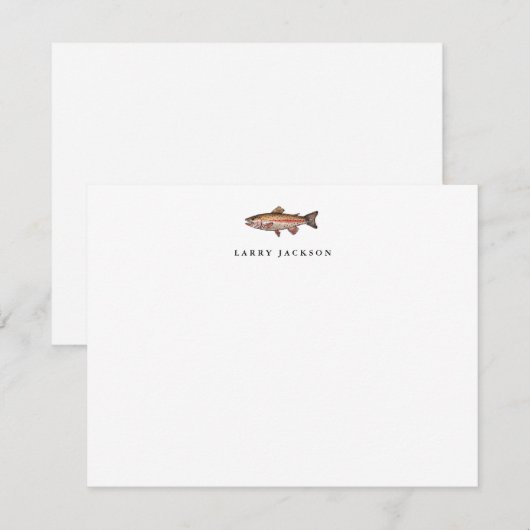 Waterverf regenboogforel Gevist plat Notitiekaartje (Voorkant / Achterkant)