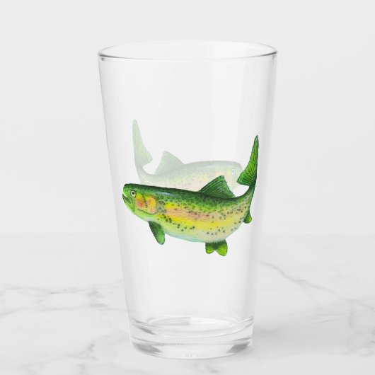Waterverf regenboogforel glas (Voorkant)