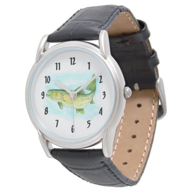 Waterverf regenboogforel horloge (Gekanteld)