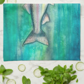 Waterverf regenboogforel theedoek (Gevouwen)