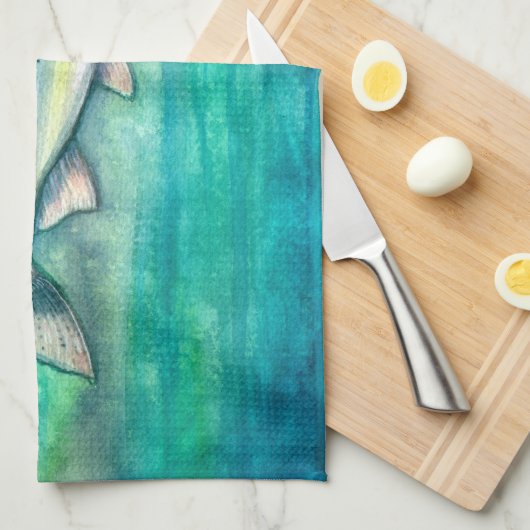 Waterverf regenboogforel theedoek (Quarter Fold)