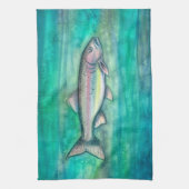 Waterverf regenboogforel theedoek (Verticaal)