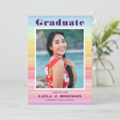 Waterverf regenboogfoto afstuderen aankondiging (Staand voorkant)