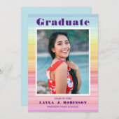 Waterverf regenboogfoto afstuderen aankondiging (Voorkant / Achterkant)