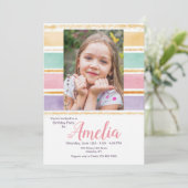 Waterverf regenboogfoto Birthday Party Kaart (Staand voorkant)