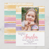 Waterverf regenboogfoto Birthday Party Kaart (Voorkant / Achterkant)