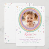 Waterverf regenboogfoto Birthday Party Kaart (Voorkant / Achterkant)