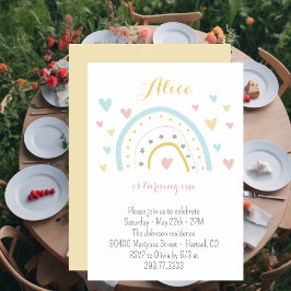 Waterverf regenbooghart roze blauw 1 oktober kaart