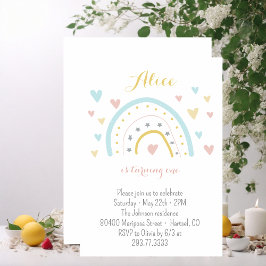 Waterverf regenbooghart roze blauw 1 oktober kaart