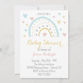 Waterverf regenbooghart roze blauw Baby shower Kaart (Voorkant)