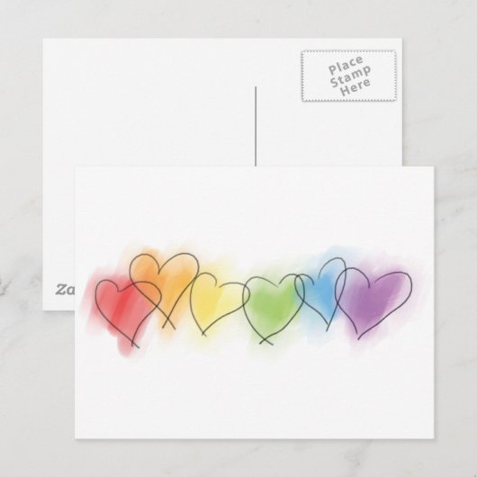 Waterverf regenboogharten briefkaart (Voorkant / Achterkant)
