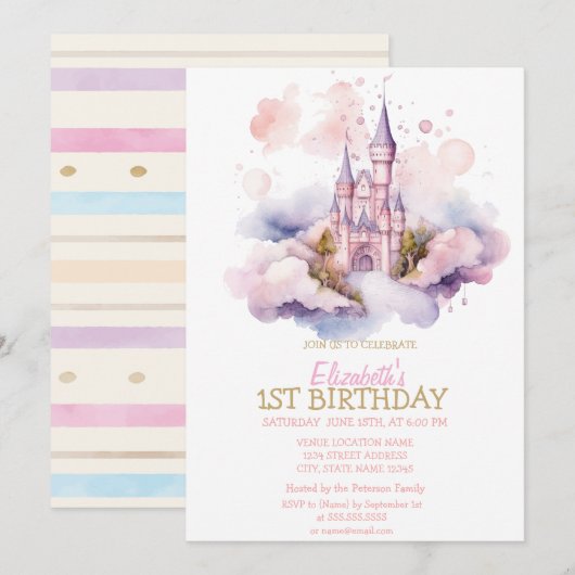 Waterverf regenboogharten gestreepte verjaardagsui kaart (Voorkant / Achterkant)