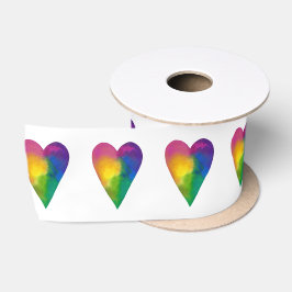 Waterverf regenboogharten satijnen lint