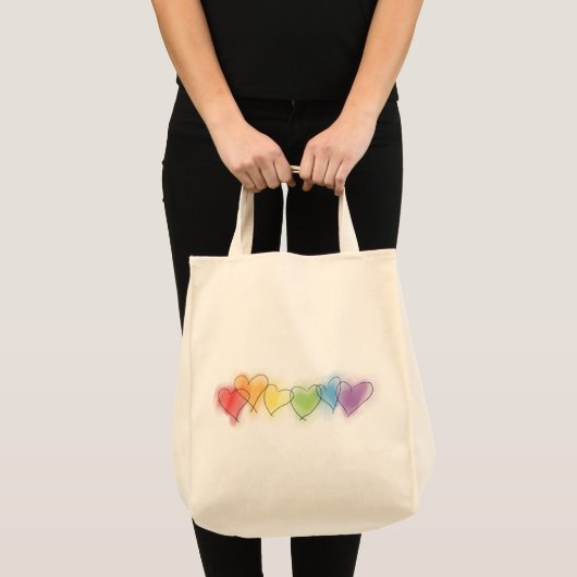 Waterverf regenboogharten tote bag (Voorkant (product))