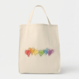 Waterverf regenboogharten tote bag