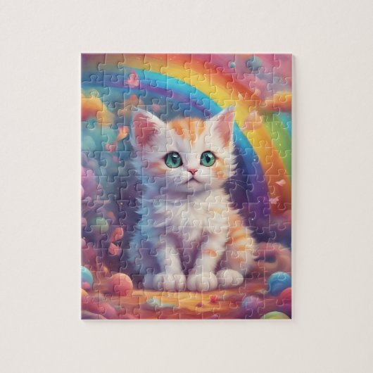 Waterverf regenboogkat legpuzzel (Verticaal)