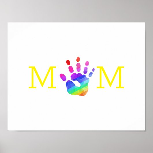 Waterverf regenboogkinderen Handen MOM kleurrijk Poster (Voorkant)