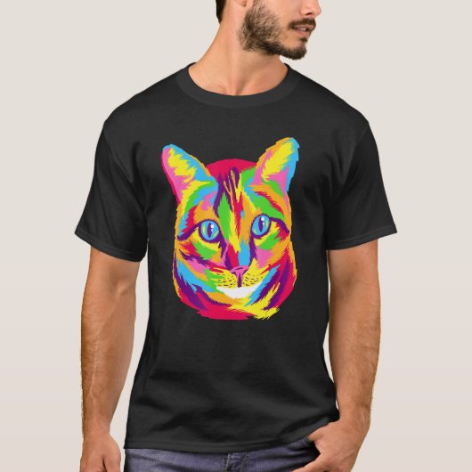 Waterverf regenboogkleuren eigenaars katten t-shirt (Voorkant)