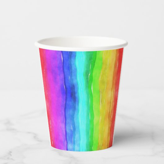 Waterverf regenboogkleuren papieren bekers (Voorkant)