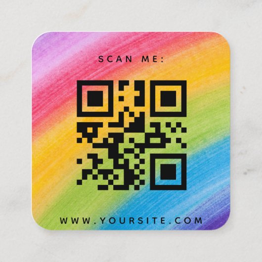 Waterverf regenboogkleurige QR-code bruiloft RSVP Informatiekaartje (Achterkant)