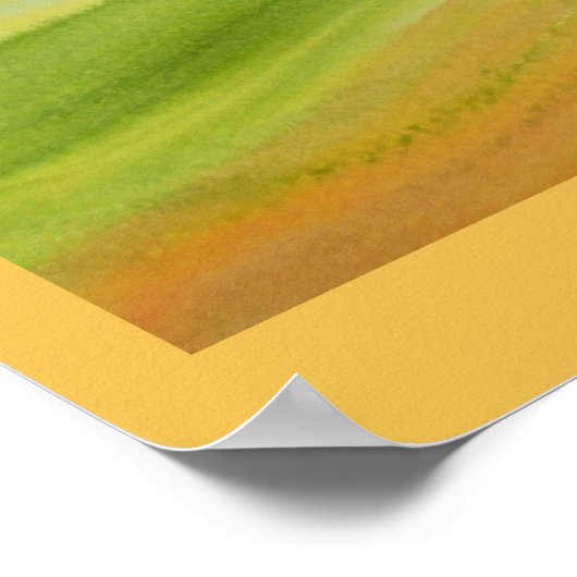 Waterverf regenbooglandschap met kite poster (Hoek)