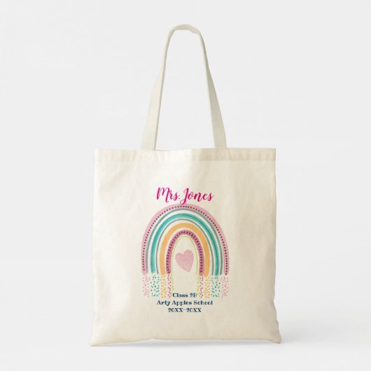 waterverf regenboogleraar bedankt Canvas tas (Achterkant)